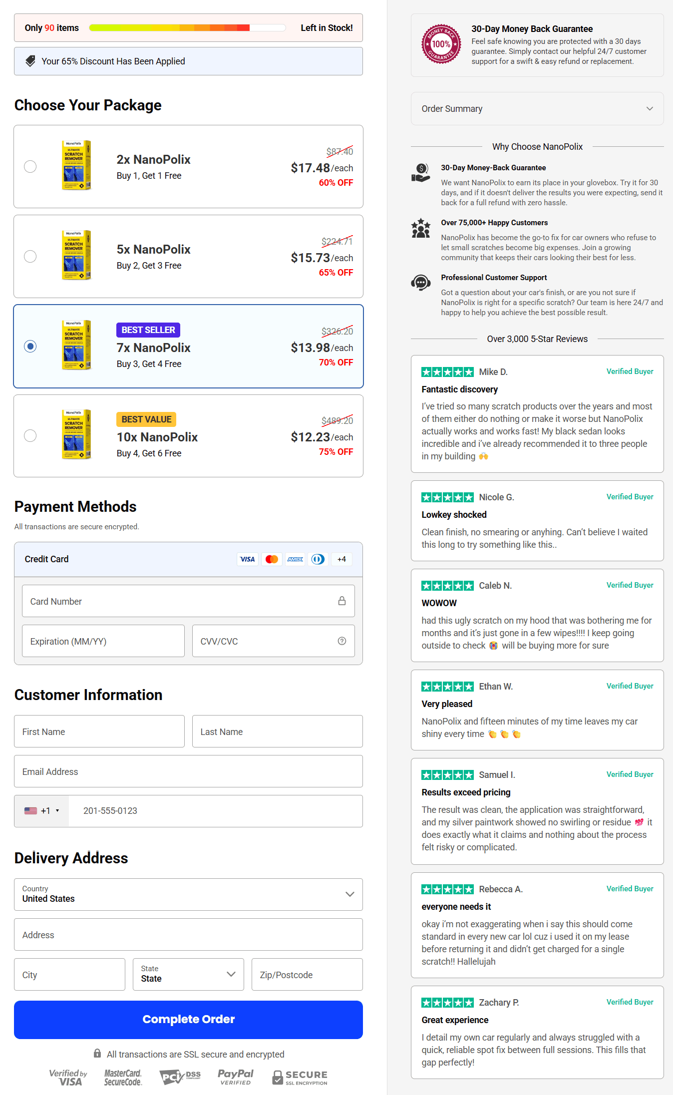 NanoPolix Nano Car Cloth Checkout Page